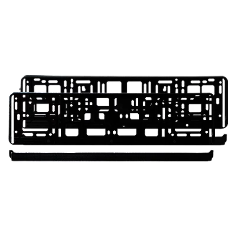 Set 2 suporturi negre pentru număr de înmatriculare auto 13x52 cm
