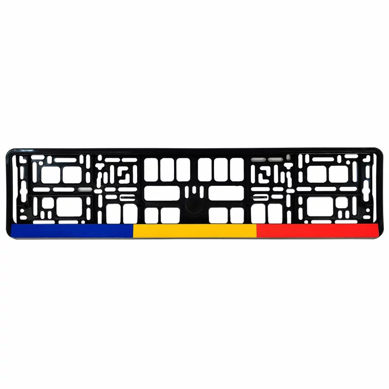 Suport număr înmatriculare auto România, set 2 buc, negru, 13x52 cm