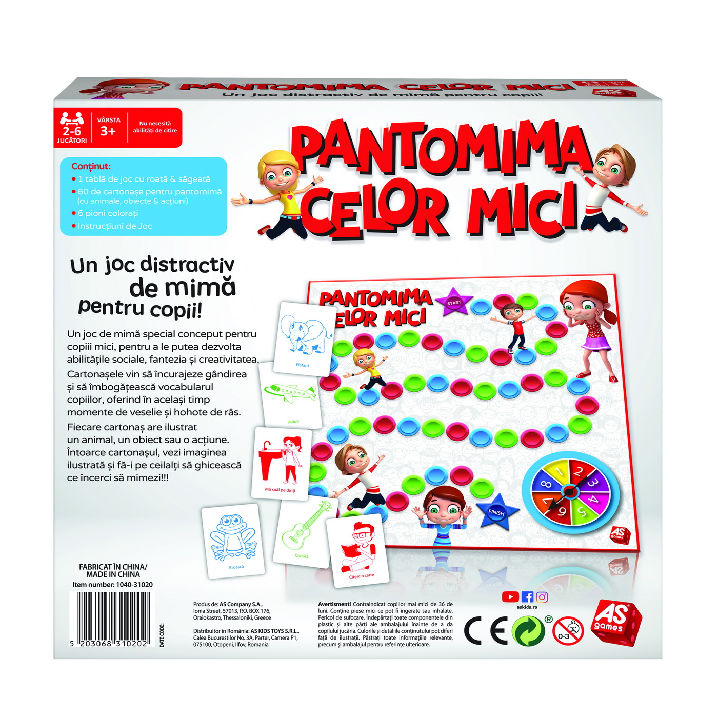 Joc de societate Pantomima celor mici pentru copii 3+, 2-6 jucatori