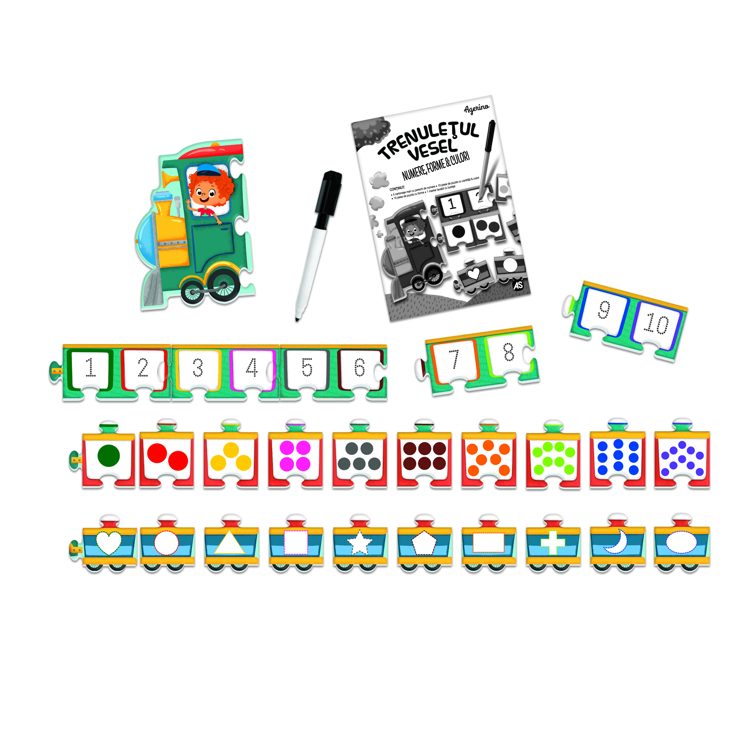 TRENULETUL VESEL NUMERE FORME CULORI