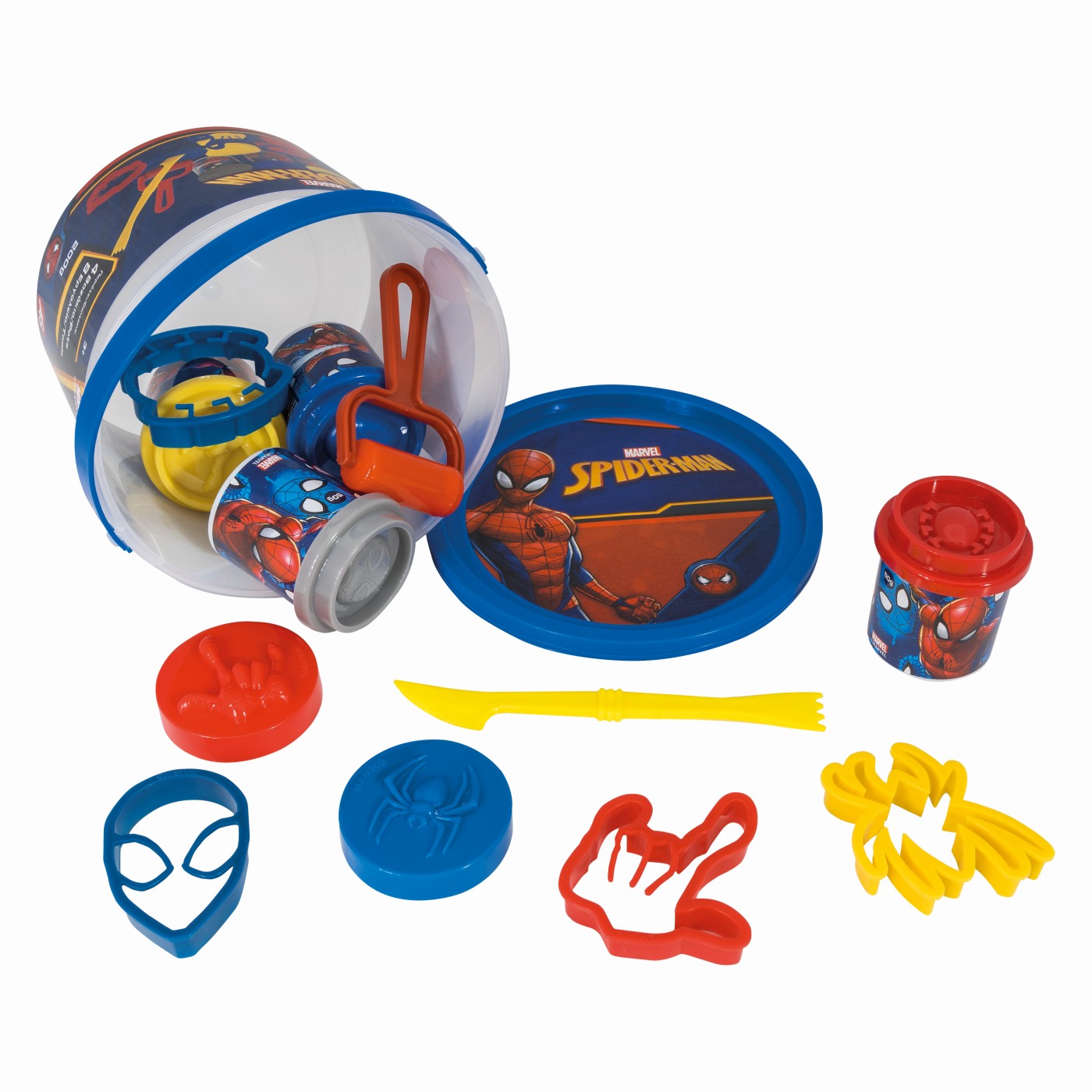 Set plastilina Spiderman cu 4 borcanase si accesorii de modelat