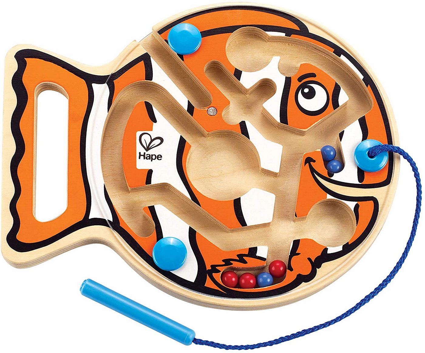 Labirint magnetic din lemn Peștișor Hape pentru copii 2+ ani