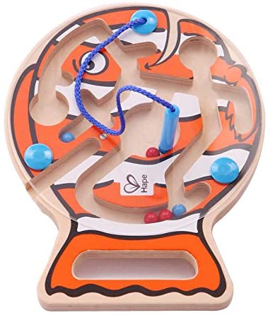 Labirint magnetic din lemn Peștișor Hape pentru copii 2+ ani