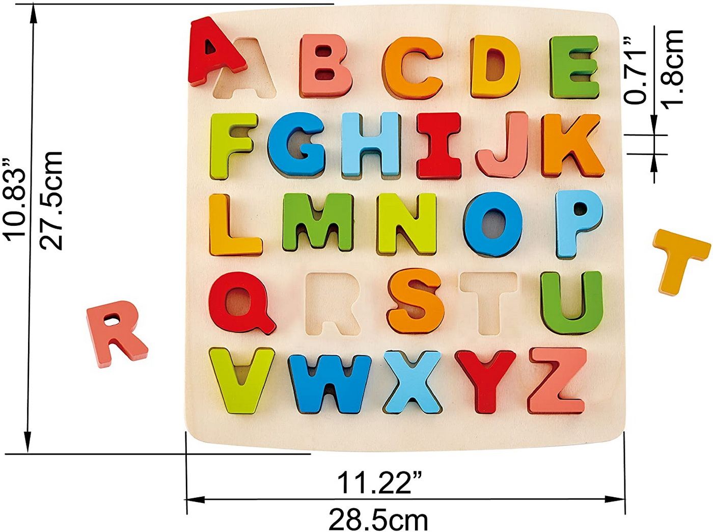 Puzzle alfabet din lemn Hape Chunky, 27 piese, multicolor, 3+ ani