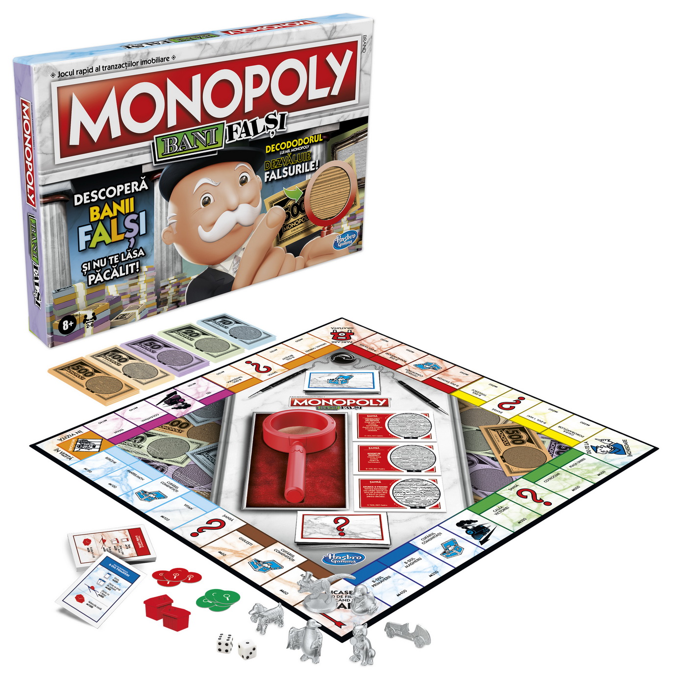 Joc Monopoly Bani Falși în limba română, cu decodor, 8+ ani