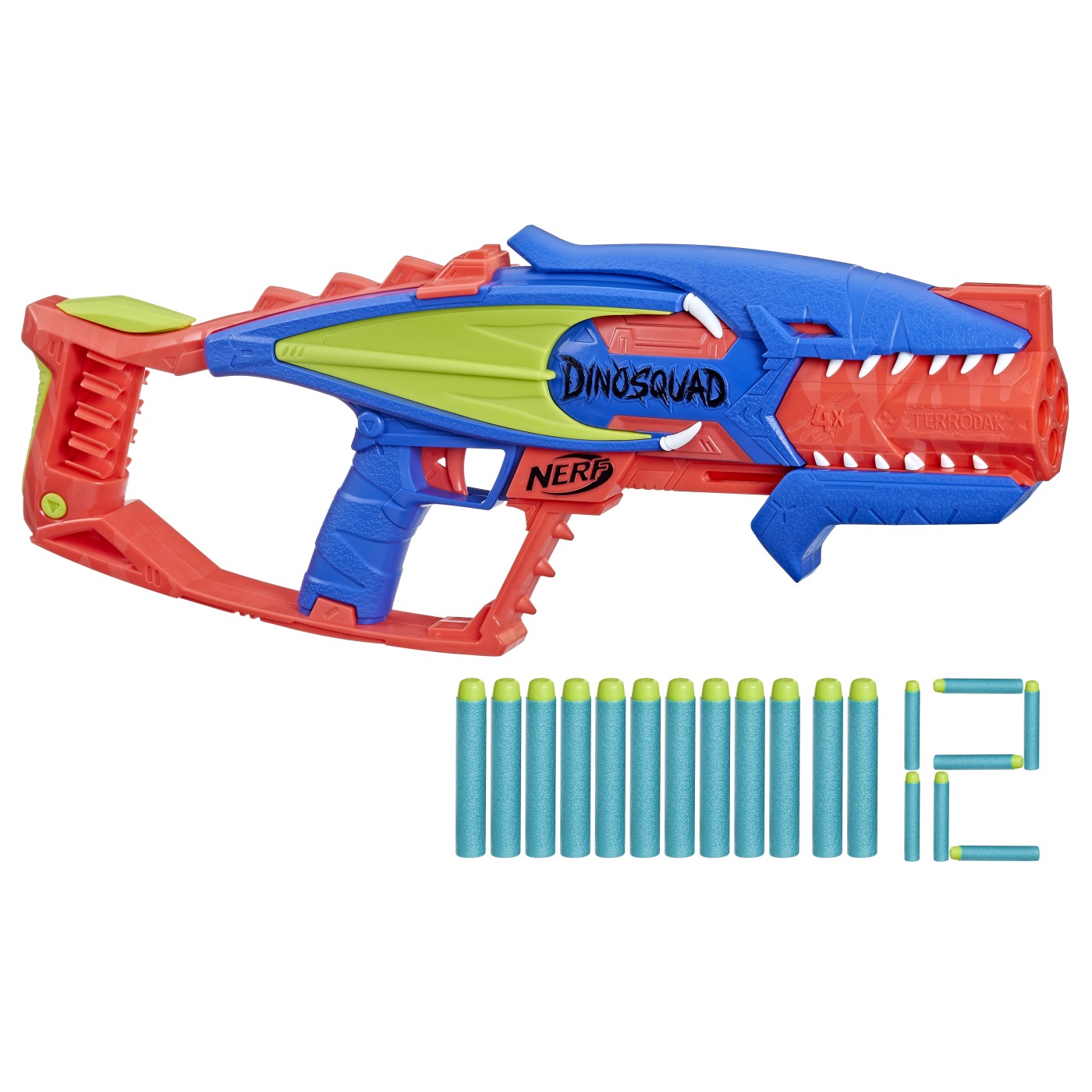 Blaster Nerf DinoSquad Terrodak cu 12 săgeți din spumă, 8+ ani