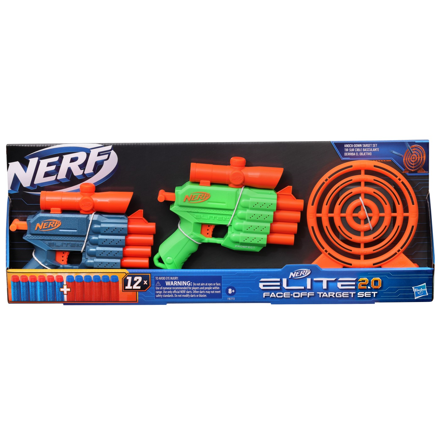 Set Nerf Elite 2.0 Face Off cu 2 blastere, tinta si 12 darturi