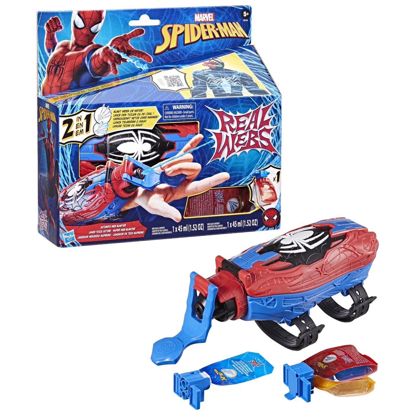 Blaster Spider-Man cu pânză și apă 2 în 1, jucărie de acțiune Hasbro