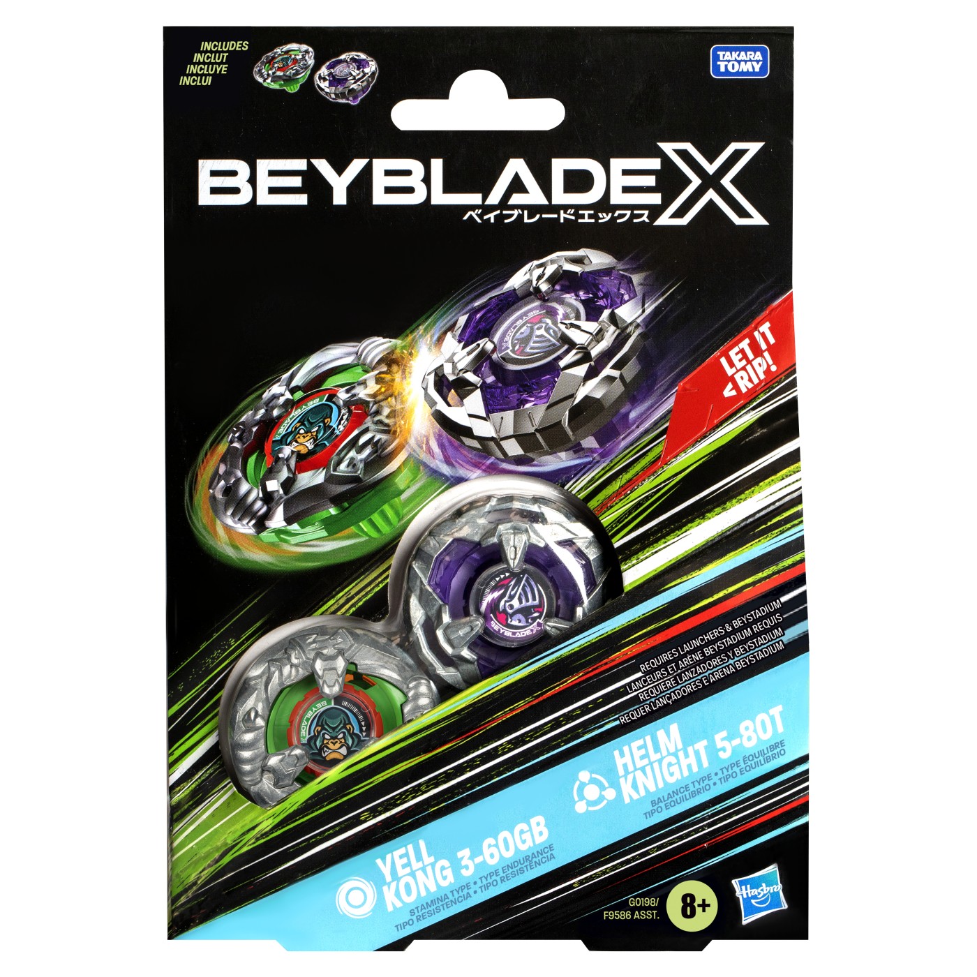 Set Beyblade X Duo Yell Kong 3-60GB si Helm Knight 5-80T