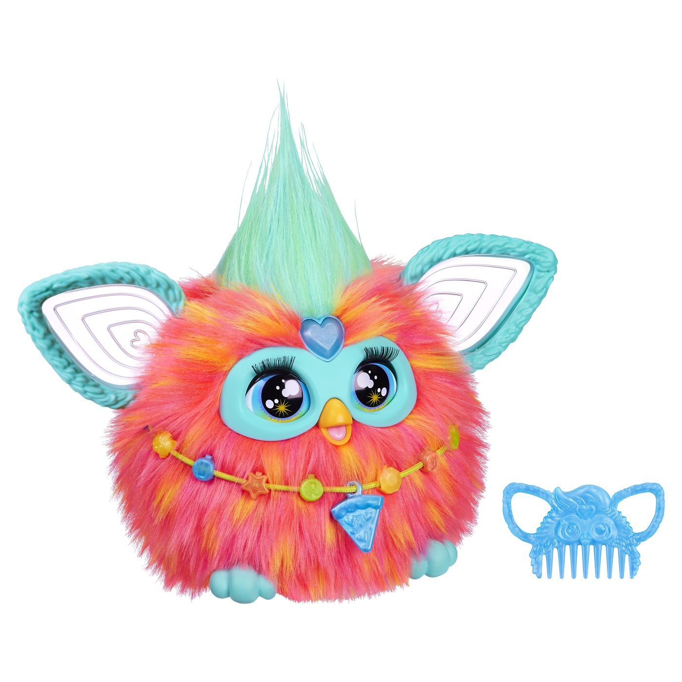 Jucarie interactiva Furby de plus multicolor, cu lumini si sunete, 6+