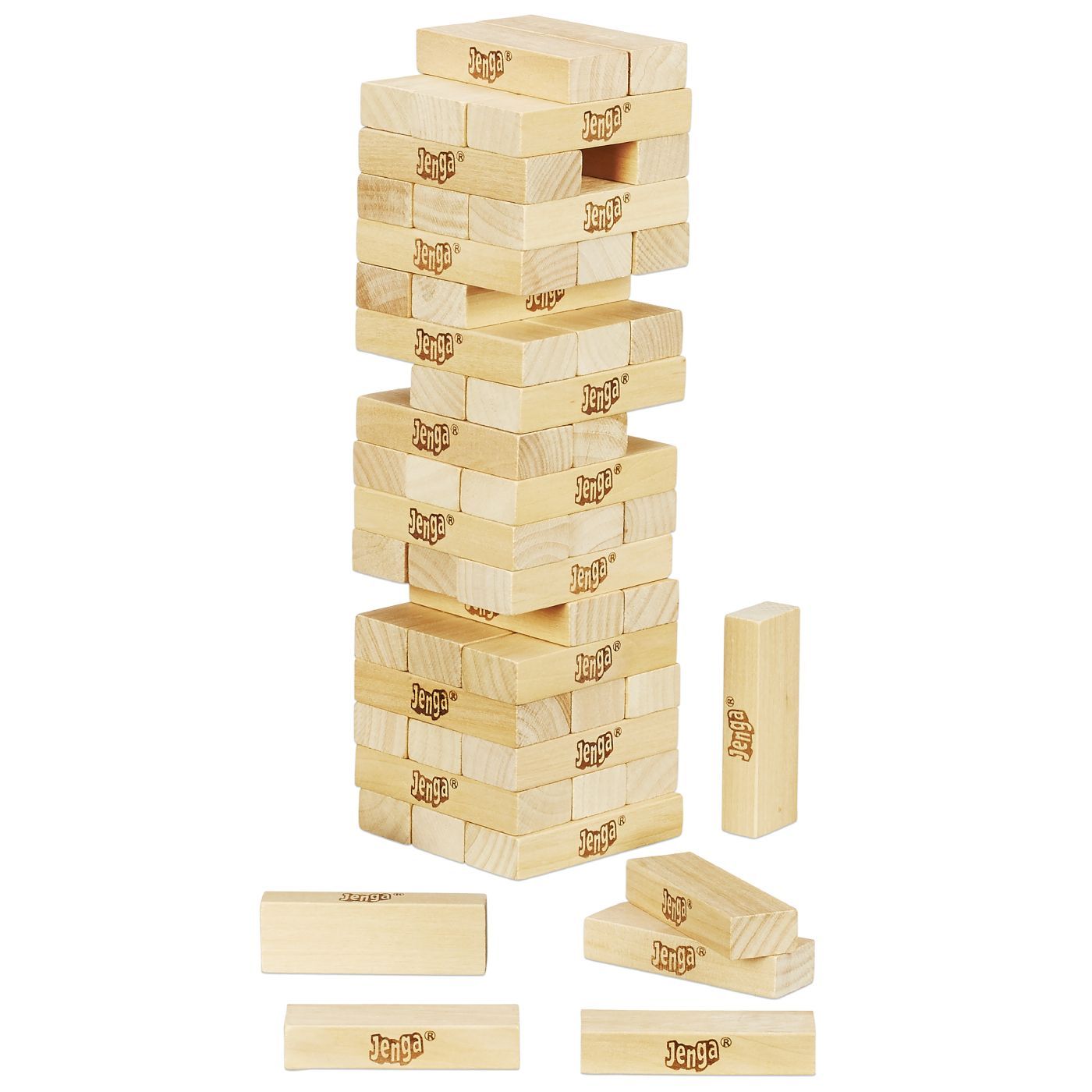 Joc Jenga Original Hasbro din lemn, joc de societate pentru 6+ ani
