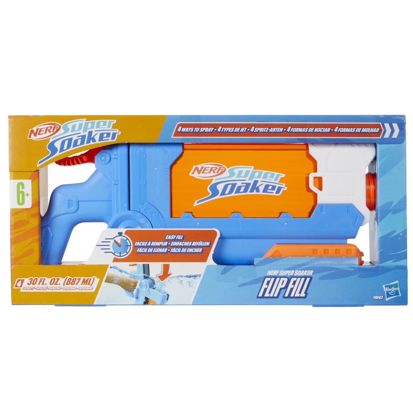 Pistol cu apă Nerf Super Soaker Flip Fill, 4 jeturi, 887 ml