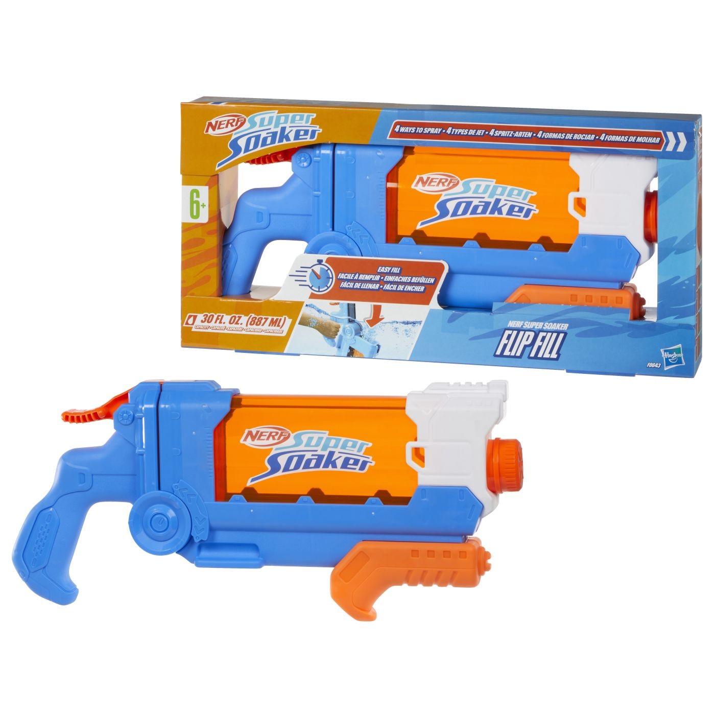 Pistol cu apă Nerf Super Soaker Flip Fill, 4 jeturi, 887 ml