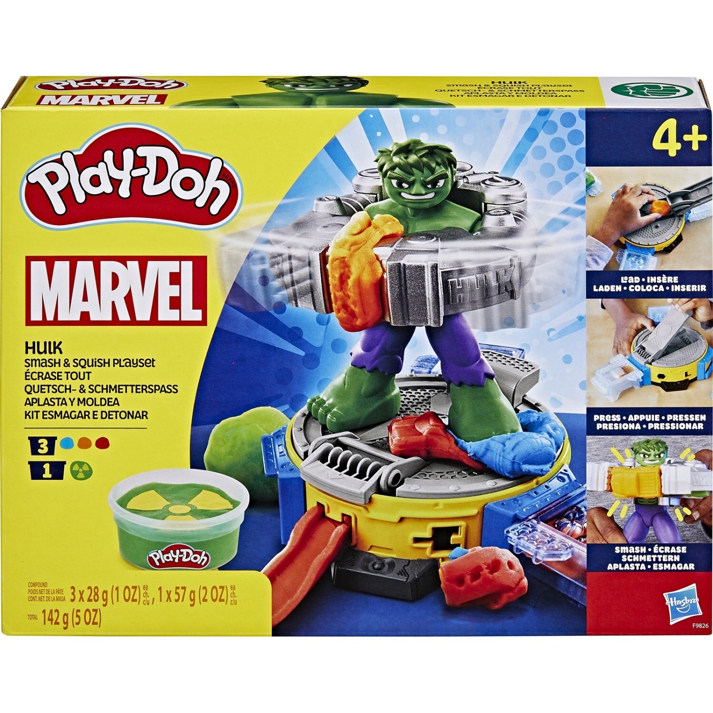 Set Play-Doh Marvel Hulk Loveste si Zdrobeste, plastilina creativa 4+ ani