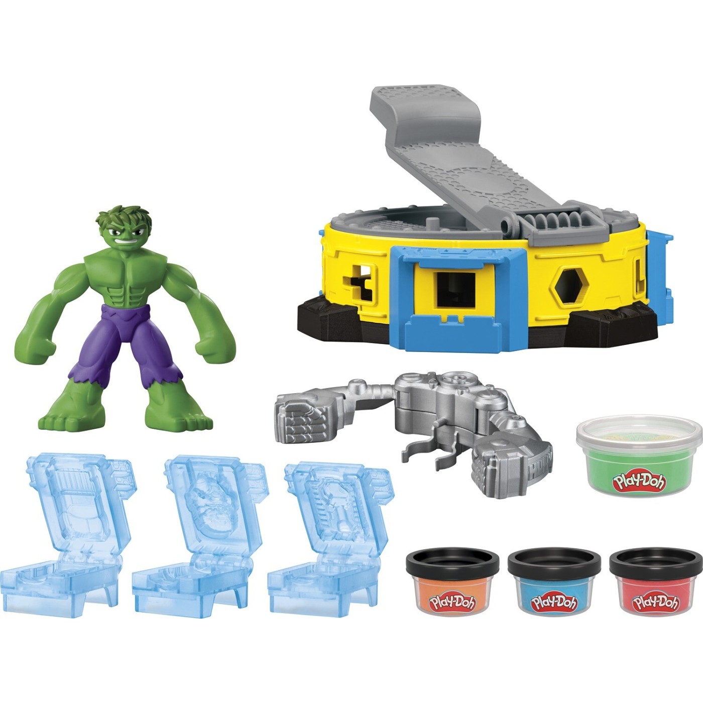 Set Play-Doh Marvel Hulk Loveste si Zdrobeste, plastilina creativa 4+ ani