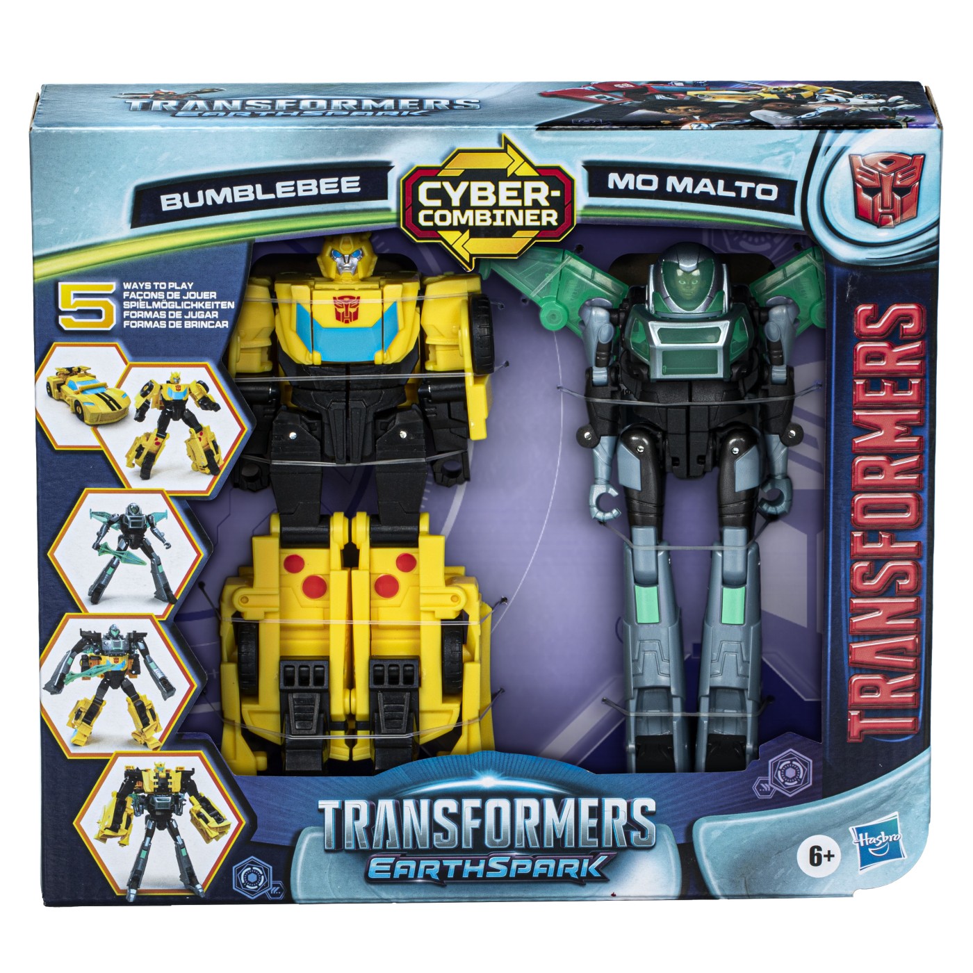 Set figurine Transformers EarthSpark Bumblebee si Mo Malto Cyber-Combiner