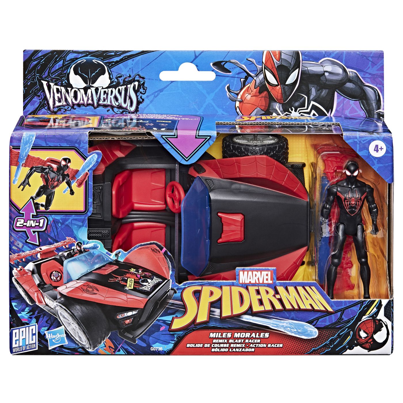 Set Marvel Spider-Man Miles Morales cu mașină lansator și figurină