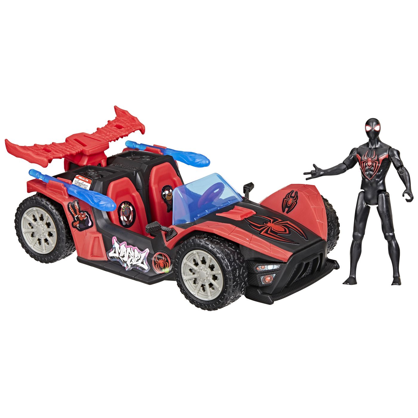 Set Marvel Spider-Man Miles Morales cu mașină lansator și figurină