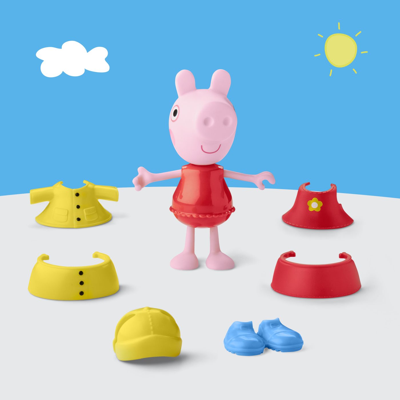 PEPPA PIG SET FIGURINA SI ACCESORII VESTIMENTARE PURCELUSA PEPPA PIG 15CM