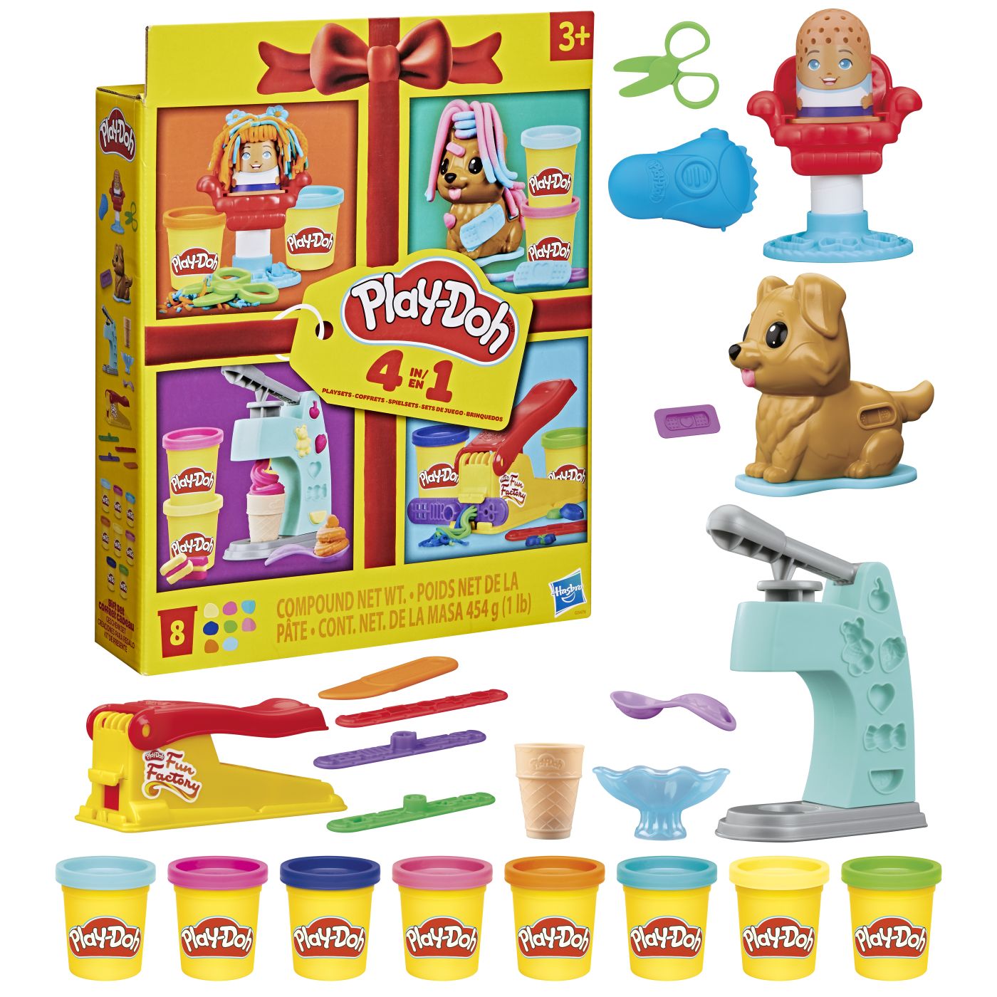 Set Play-Doh 4 in 1 pentru creatii creative cu 8 culori si accesorii