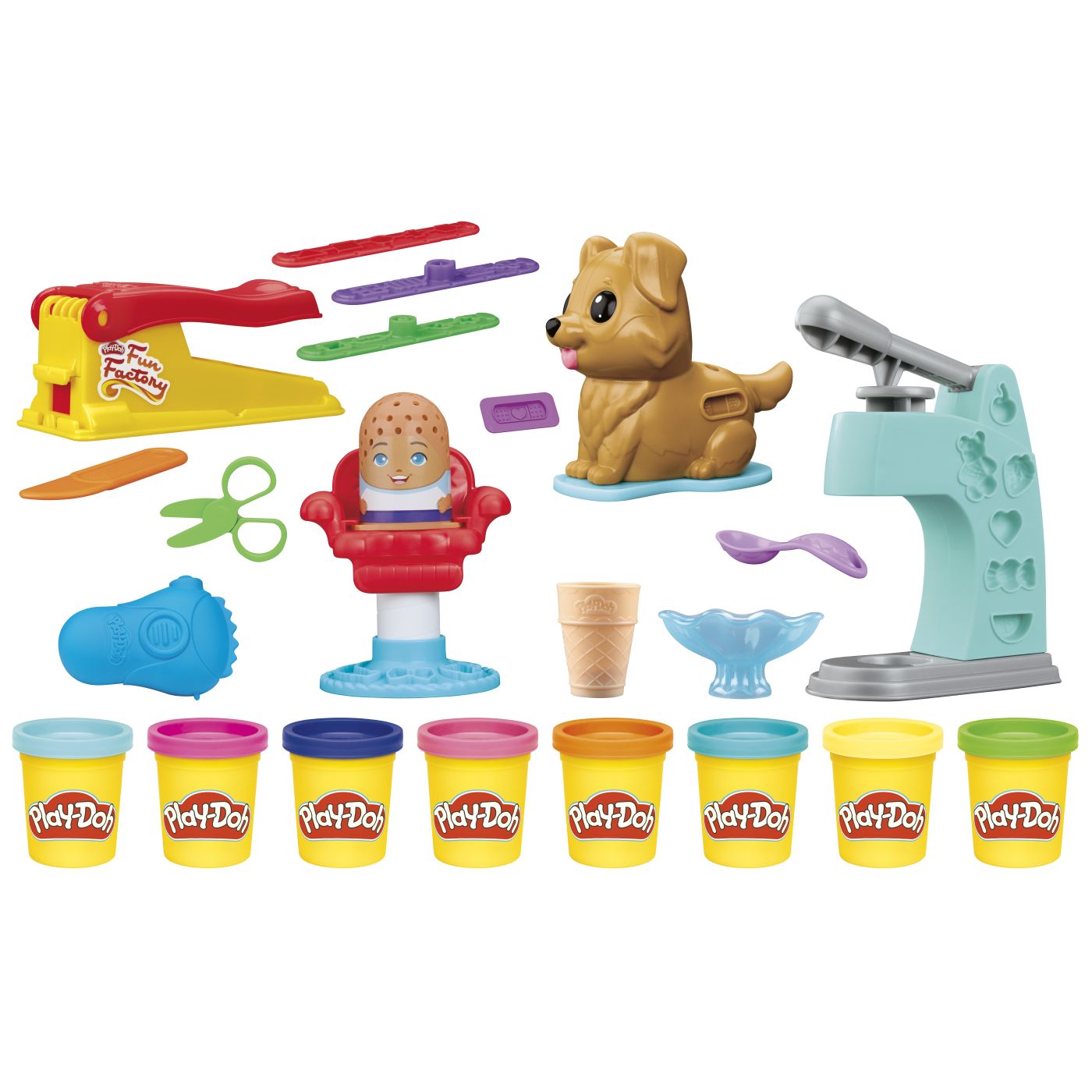 Set Play-Doh 4 in 1 pentru creatii creative cu 8 culori si accesorii