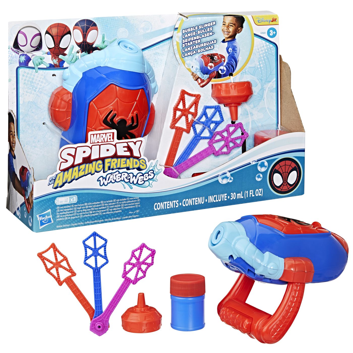 Lansator de bule Spidey Marvel Water Webs cu accesorii, 3+ ani