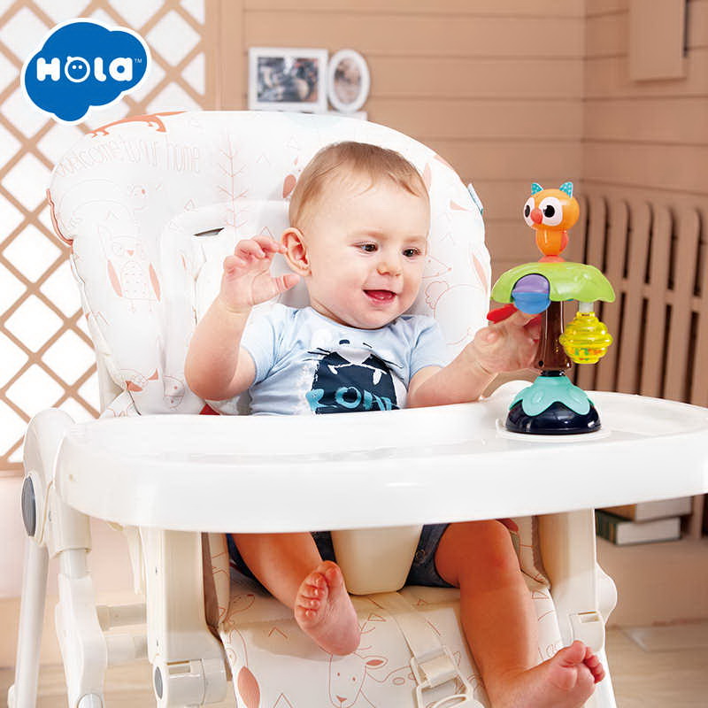 Jucărie bebe cu ventuză Bufniță multicoloră pentru stimulare senzorială