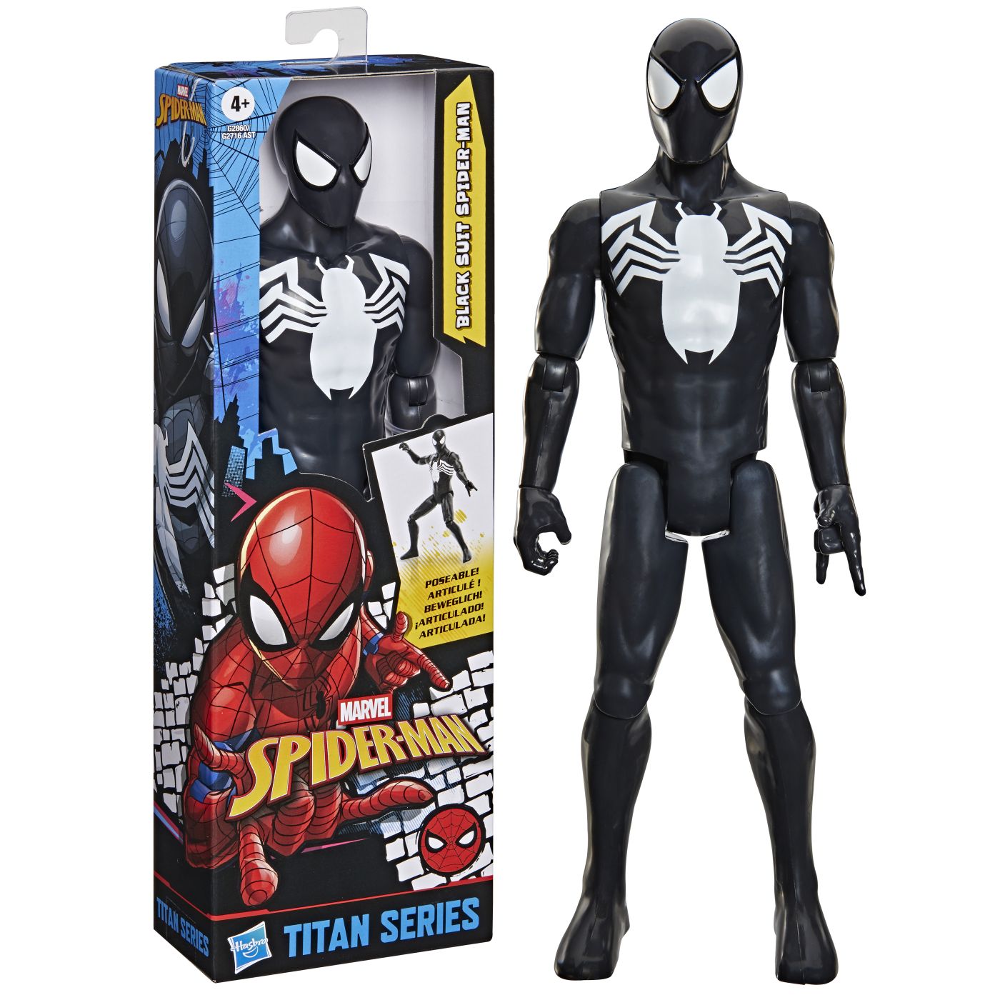 Figurină Spider-Man cu costum negru, Titan Series Hasbro, 30,5 cm