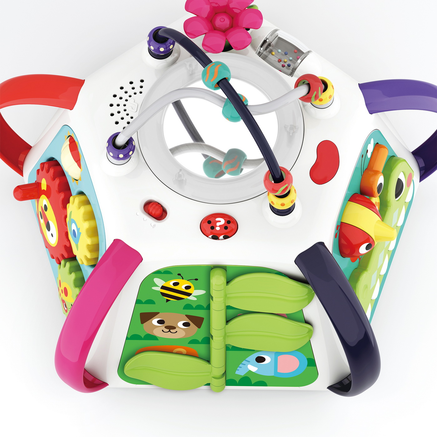 Piramidă interactivă pentru bebeluși cu activități, lumini și sunete