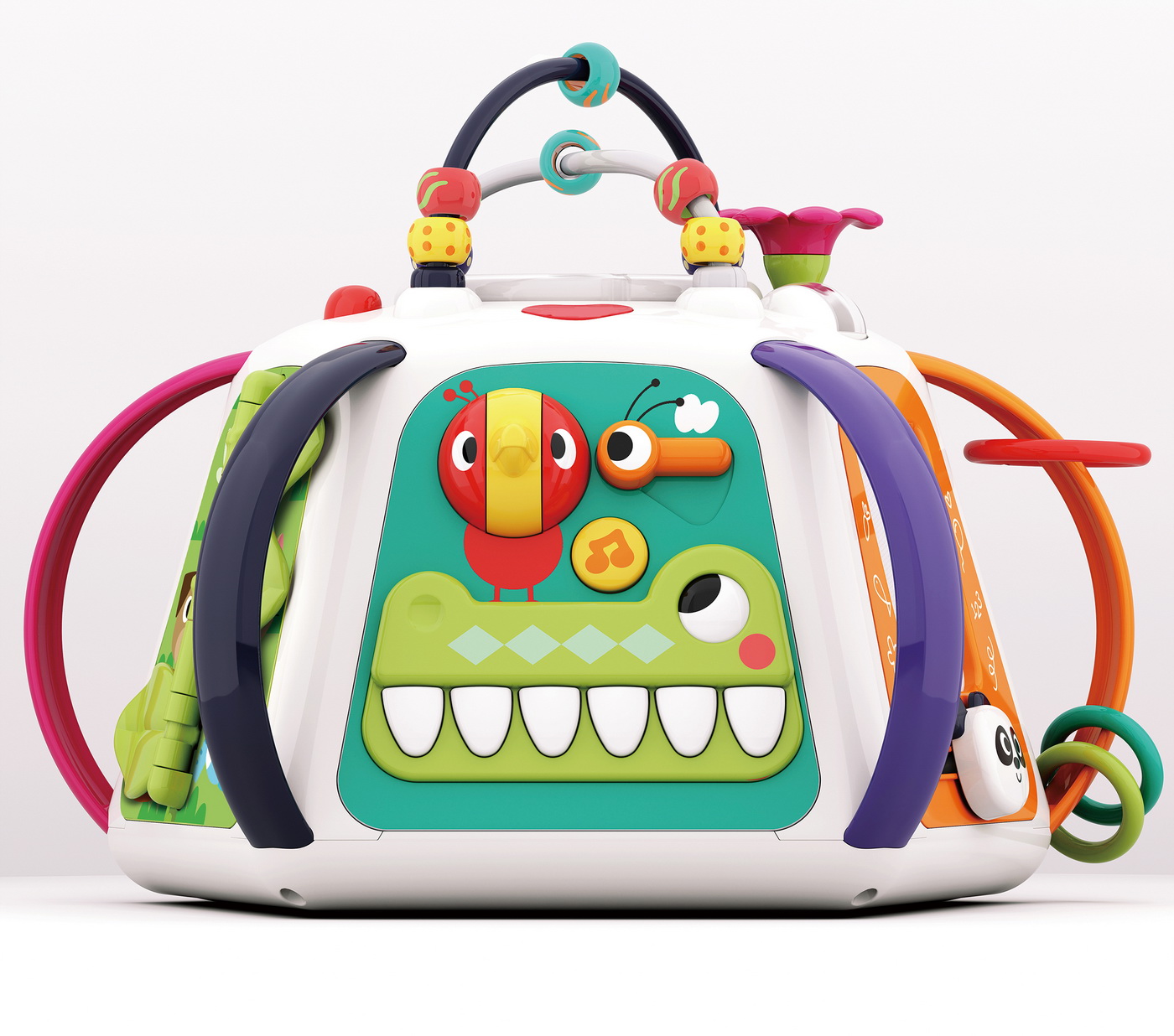 Piramidă interactivă pentru bebeluși cu activități, lumini și sunete