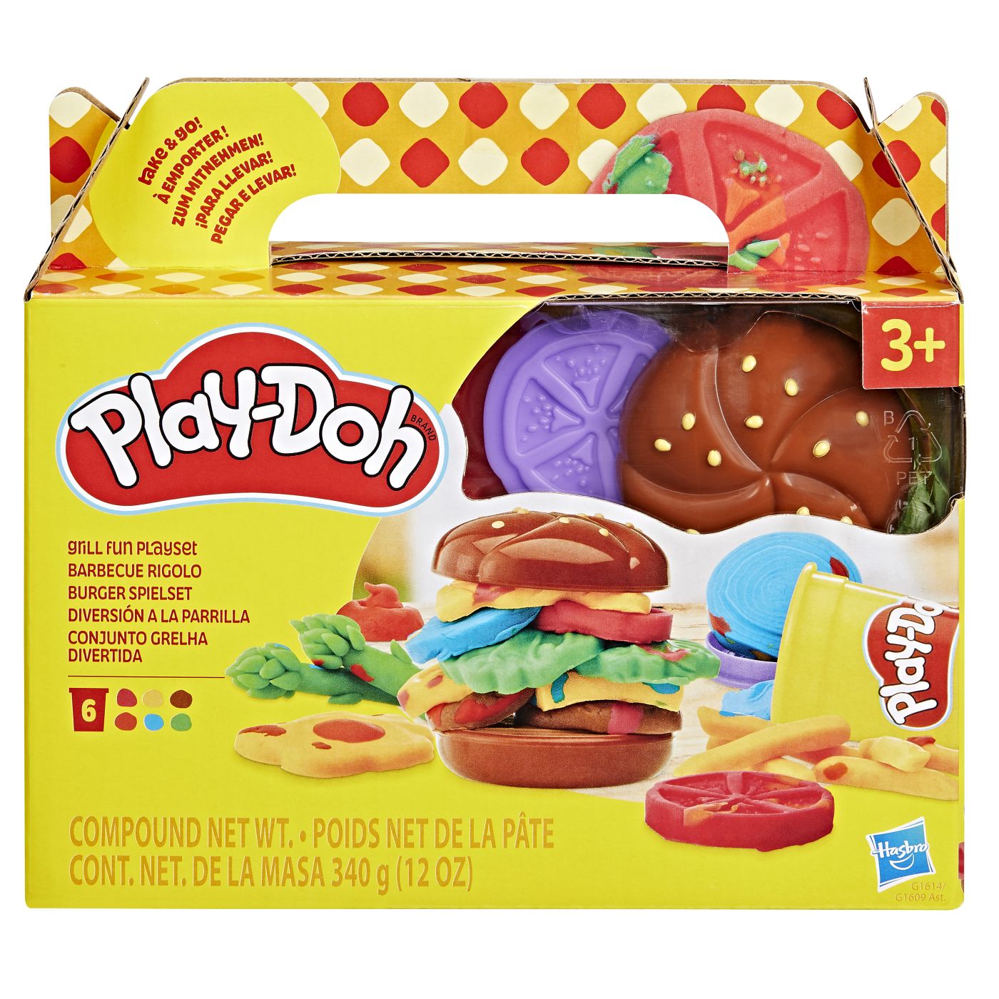 Set Play-Doh de gatit burger cu 6 culori si accesorii pentru modelaj