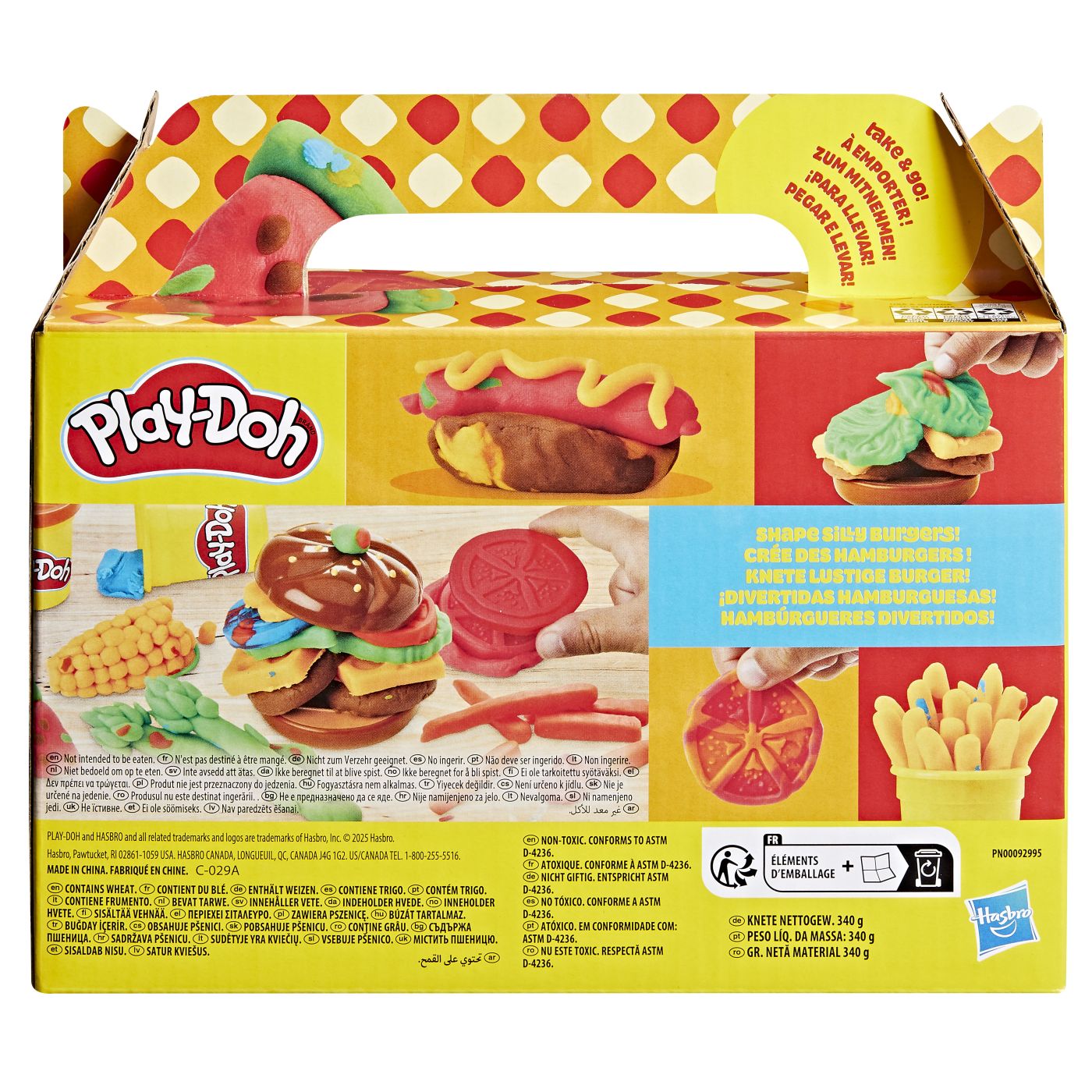 Set Play-Doh de gatit burger cu 6 culori si accesorii pentru modelaj