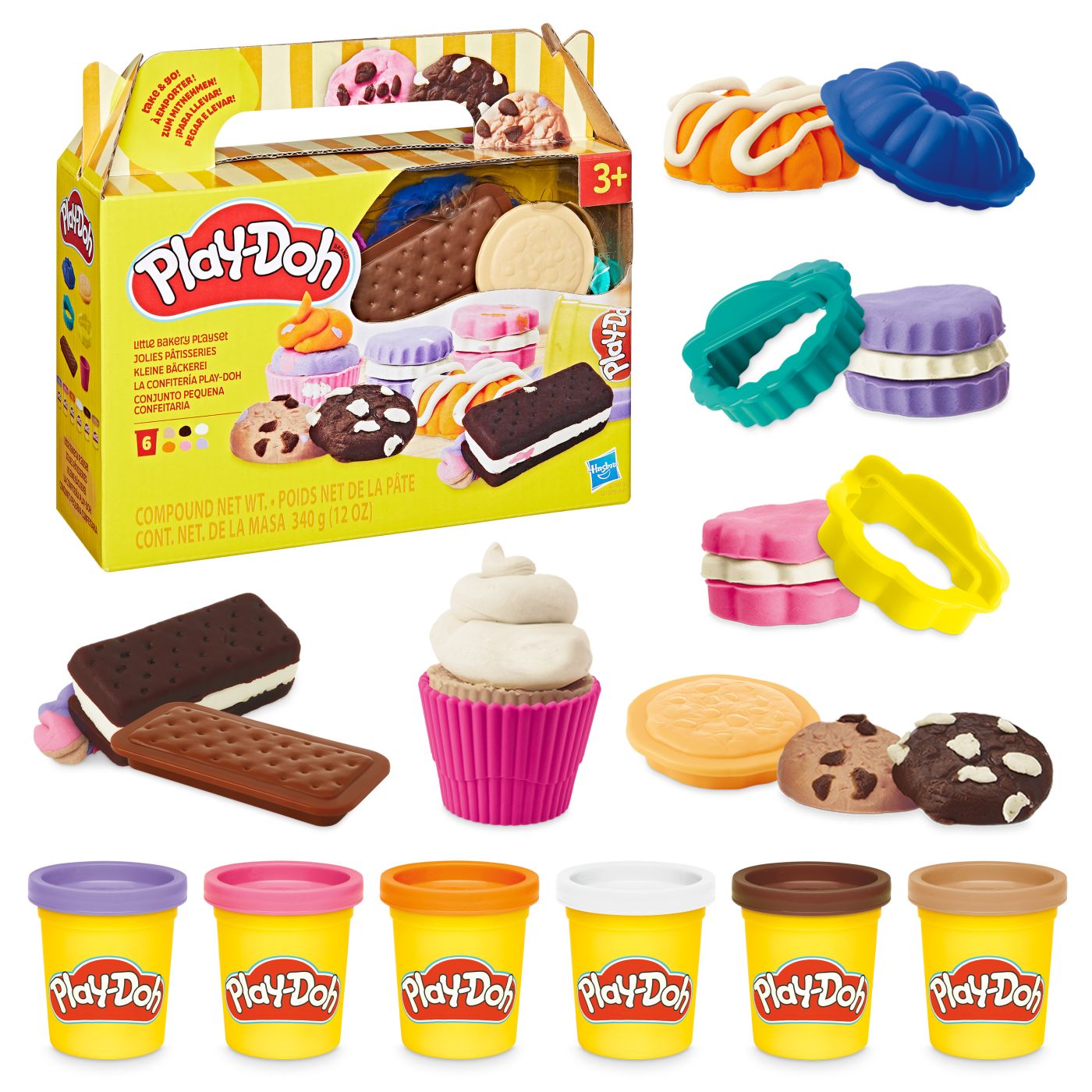 Set Play-Doh de gatit prajituri cu 6 culori si accesorii, 3+ ani