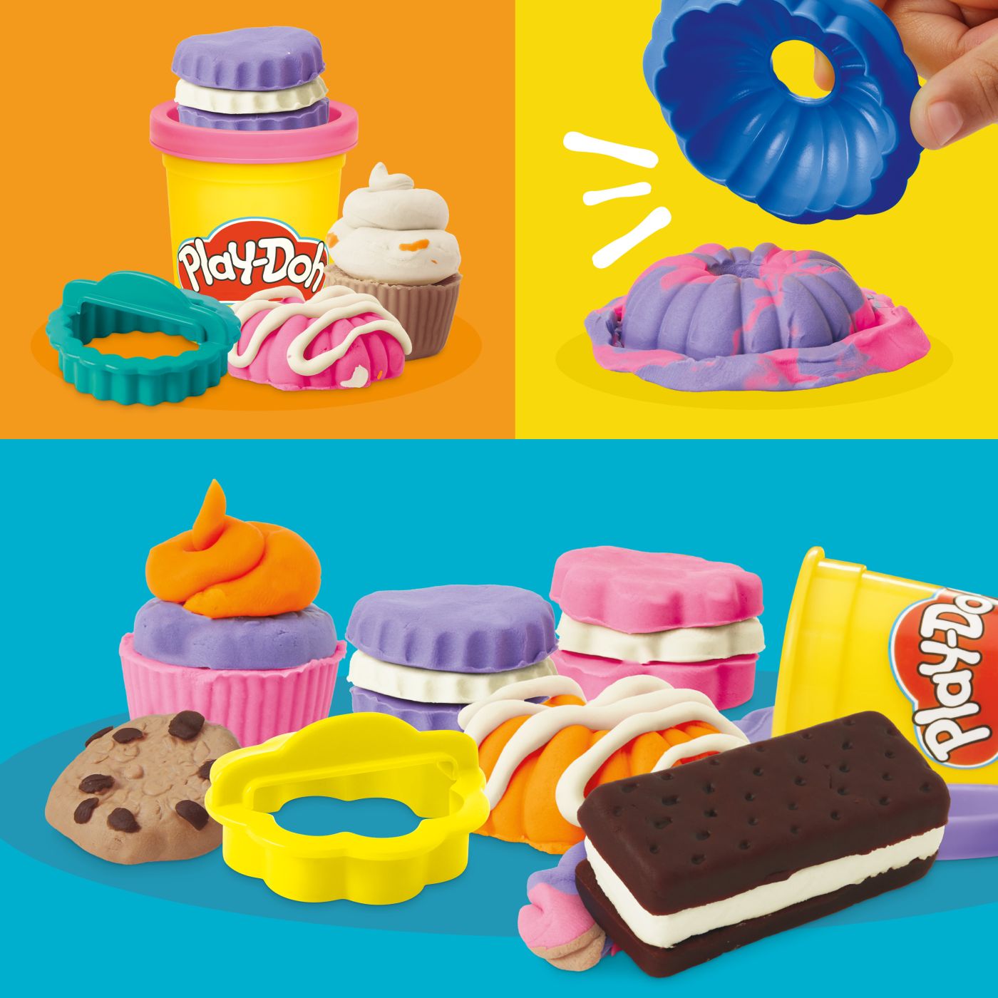 Set Play-Doh de gatit prajituri cu 6 culori si accesorii, 3+ ani