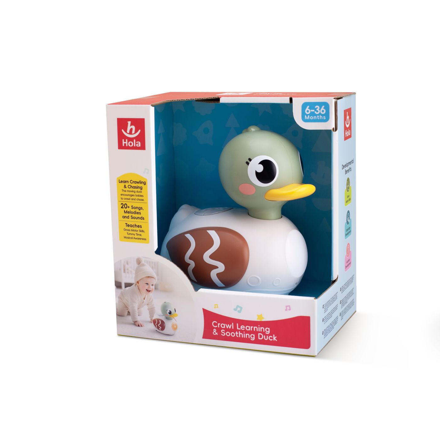 Rățușcă interactivă cu muzică și lumini pentru bebeluși 6-36 luni