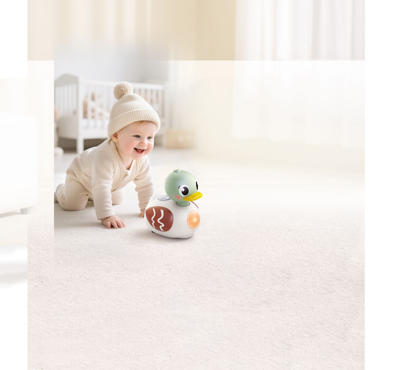 Rățușcă interactivă cu muzică și lumini pentru bebeluși 6-36 luni