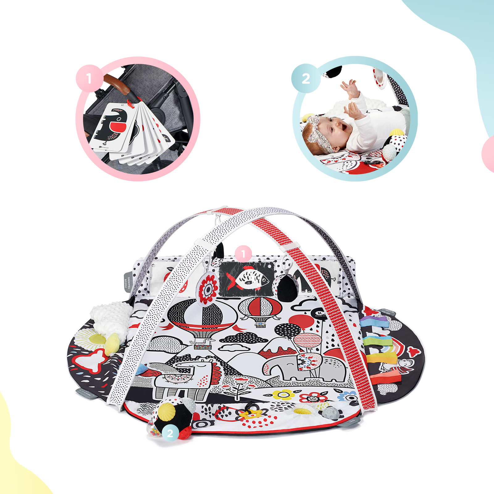 Saltea de joaca educativa Kinderkraft 4SMART pentru bebelusi 0+