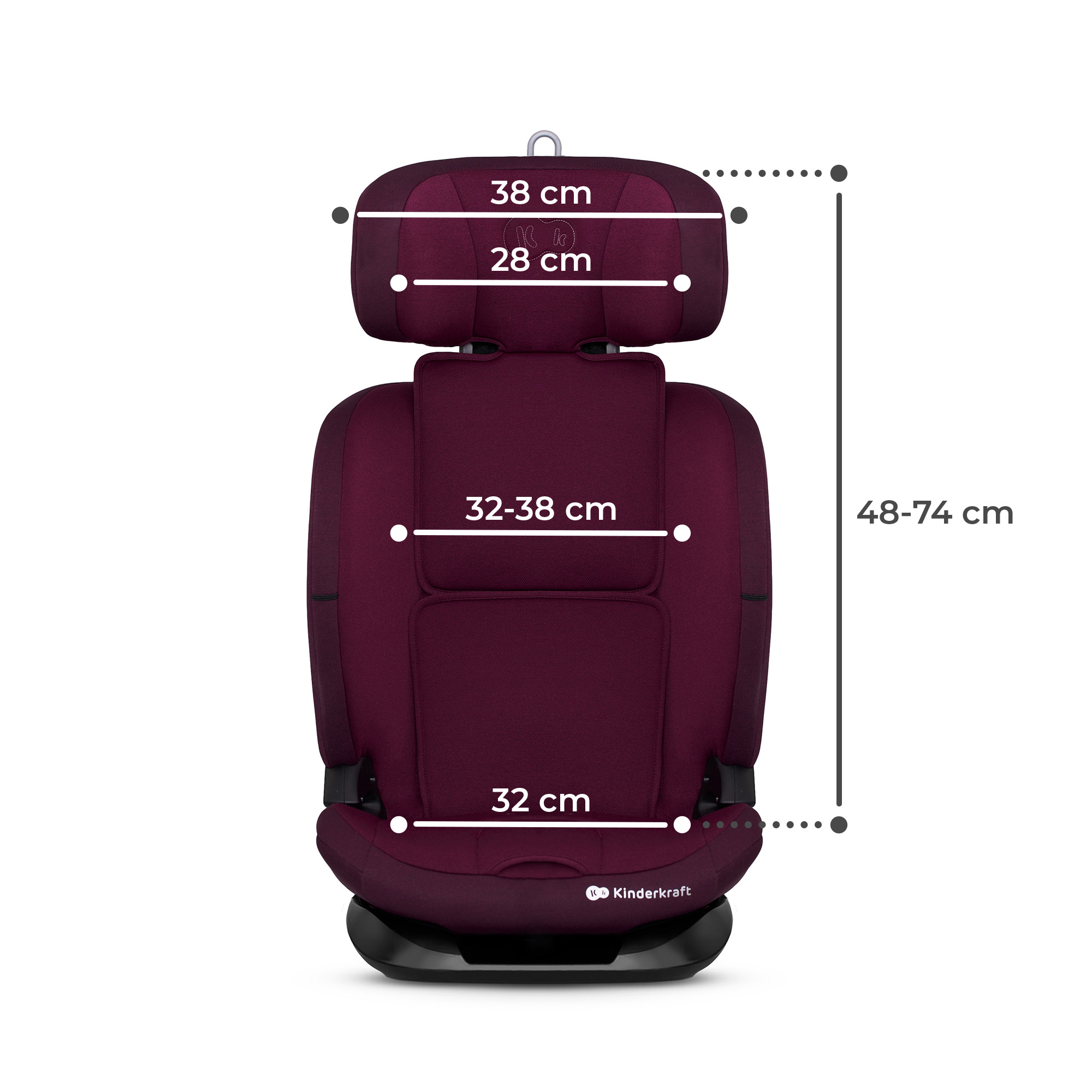 SCAUN AUTO I-SIZE, 76-150 CM, KINDERKRAFT ONETO 3, ISOFIX, CHERRY PEARL