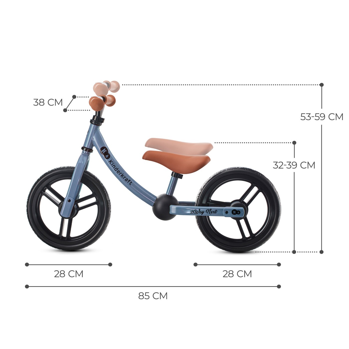 Bicicletă fără pedale Kinderkraft 2WAY NEXT Blue Sky, 12 inch