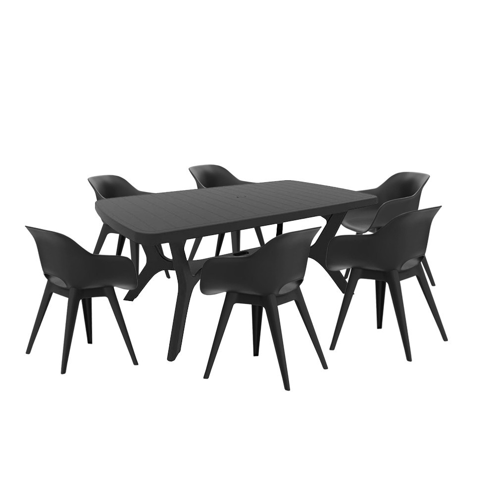 Set mobilier de grădină Curver Belur 6+1, 6 persoane, grafit