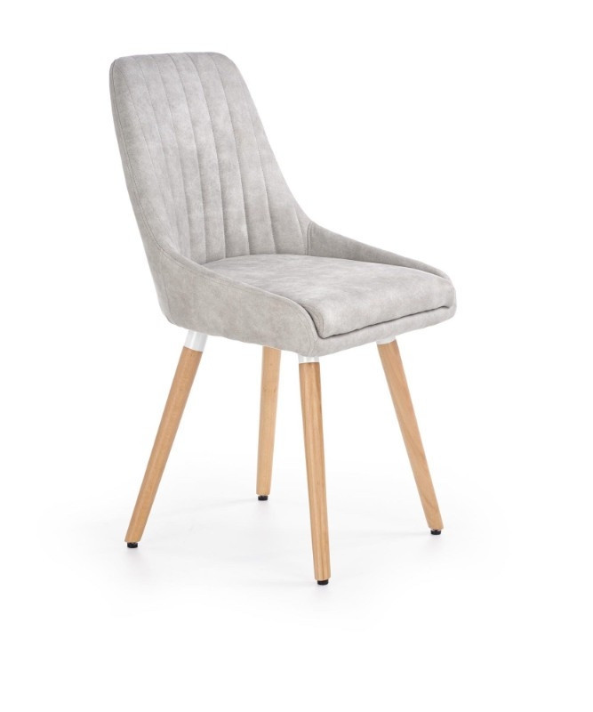 Scaun dining gri deschis Halmar K-284, tapițat, cu picioare din lemn masiv