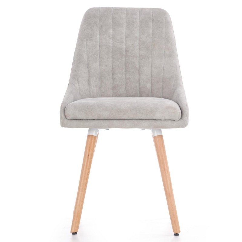 Scaun dining gri deschis Halmar K-284, tapițat, cu picioare din lemn masiv