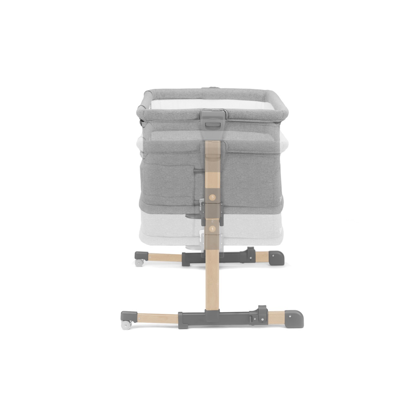 Pătuț bebe 3 în 1 Kinderkraft Neste Grow, gri deschis cu lemn
