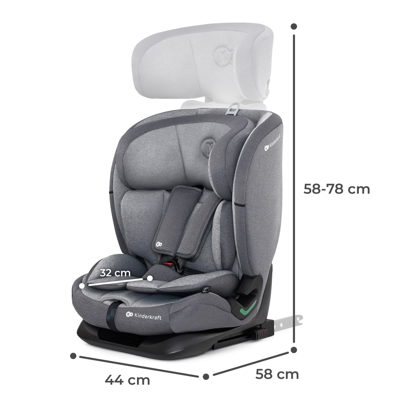 Scaun auto Kinderkraft ONETO3 i-Size 76-150 cm cu ISOFIX, Cool Grey