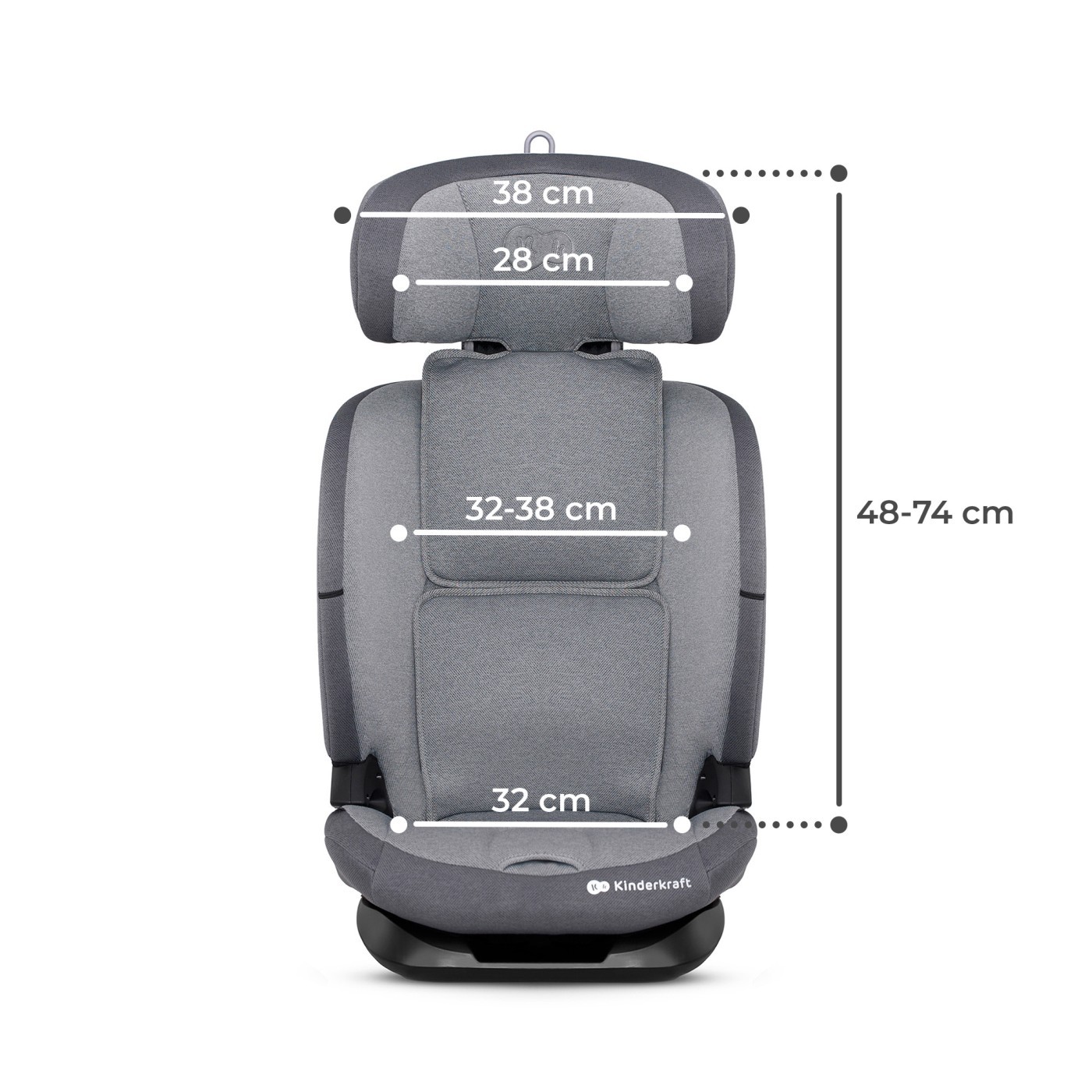 Scaun auto Kinderkraft ONETO3 i-Size 76-150 cm cu ISOFIX, Cool Grey