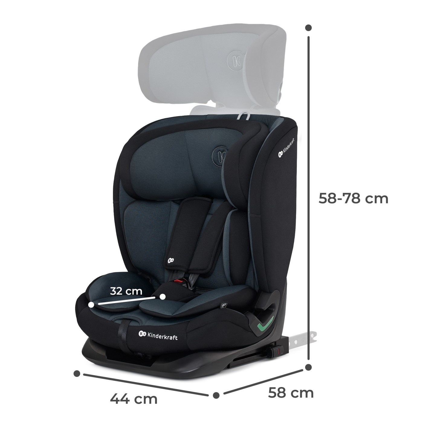 Scaun auto Kinderkraft ONETO3 i-Size 76-150 cm ISOFIX, Graphite Black