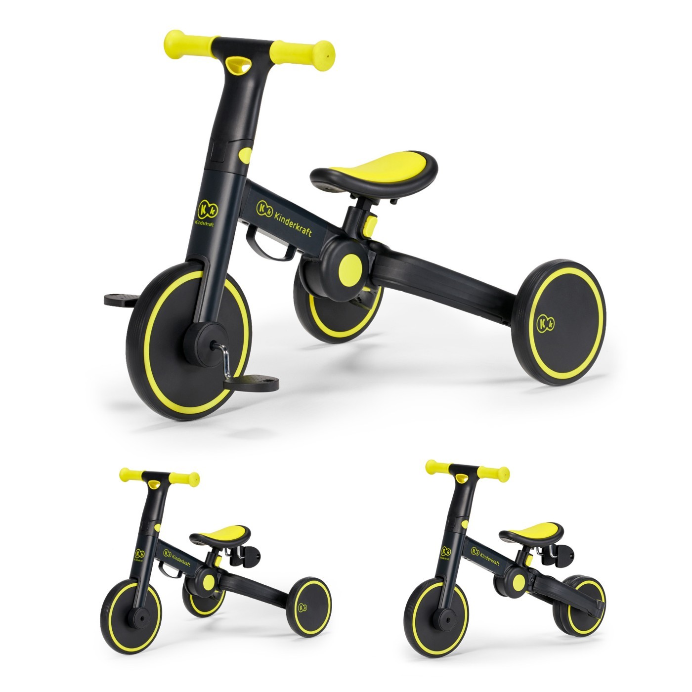 Bicicletă de echilibru și tricicletă 3 în 1 Kinderkraft 4TRIKE Black Volt