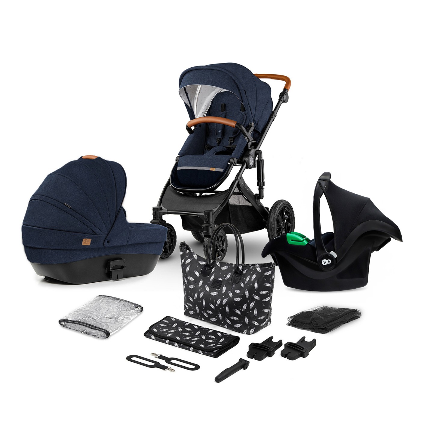 Carucior 3 in 1 Kinderkraft Prime cu scoica Mink Pro i-Size, Navy