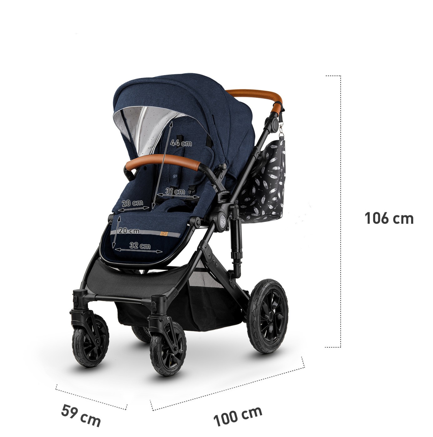 Carucior 3 in 1 Kinderkraft Prime cu scoica Mink Pro i-Size, Navy