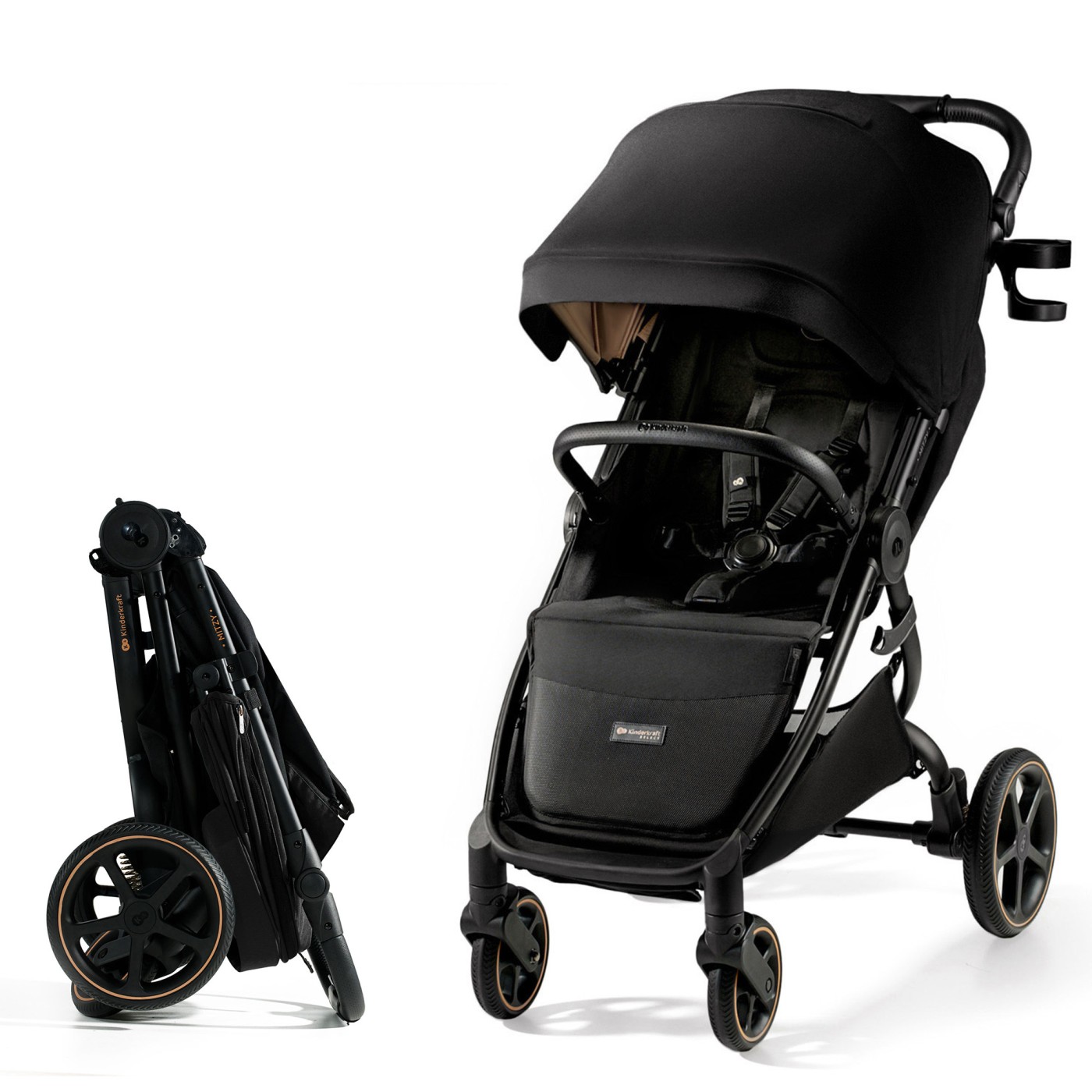 Cărucior sport ultra compact Kinderkraft Mitzy 0-22 kg, Black Ink